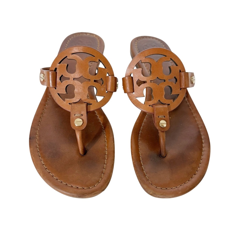 Tory Burch Miller Womens Vintage Vachetta Brown Slide Sandals Size 6 - Picture 1 of 7